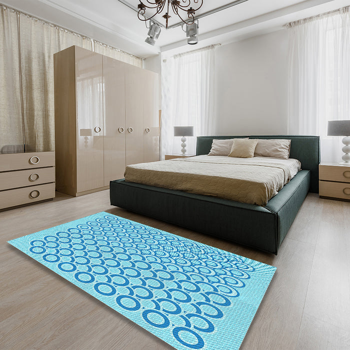 Patterned Blue Rug in a Bedroom, pat1485lblu
