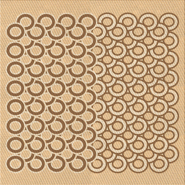 Round Patterned Brown Gold Rug, pat1485org