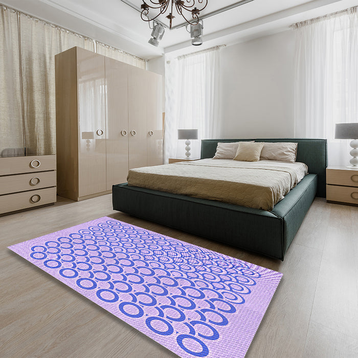 Patterned Blossom Pink Rug in a Bedroom, pat1485pur