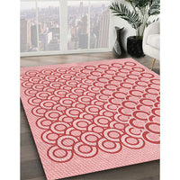 Patterned Deep Rose Pink Rug, pat1485rd