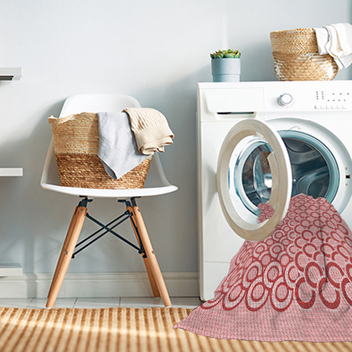 Machine Washable Transitional Deep Rose Pink Rug in a Washing Machine, wshpat1485rd