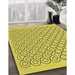 Patterned Bold Yellow Rug in Family Room, pat1485yw