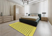 Patterned Bold Yellow Rug in a Bedroom, pat1485yw