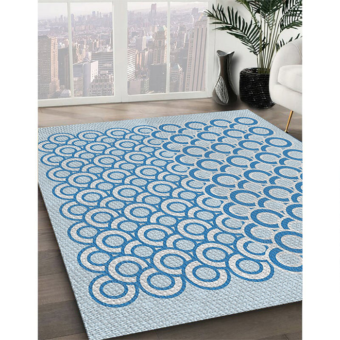 Machine Washable Transitional Pale Blue Lily Blue Rug in a Family Room, wshpat1485