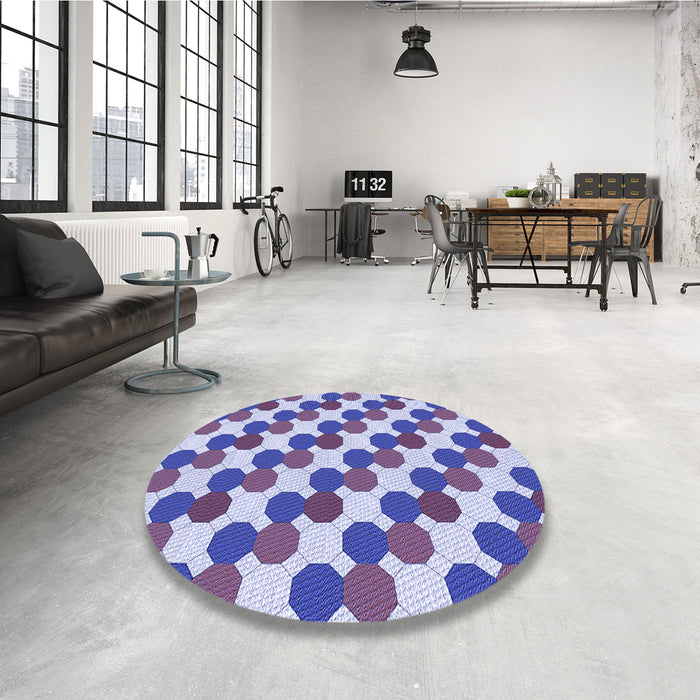 Round Patterned Amethyst Purple Rug in a Office, pat1486blu