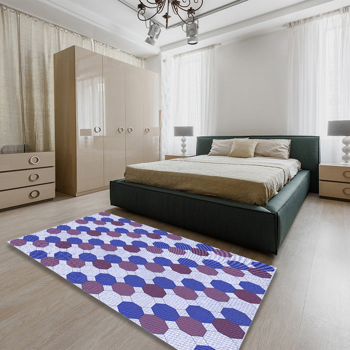 Patterned Amethyst Purple Rug in a Bedroom, pat1486blu