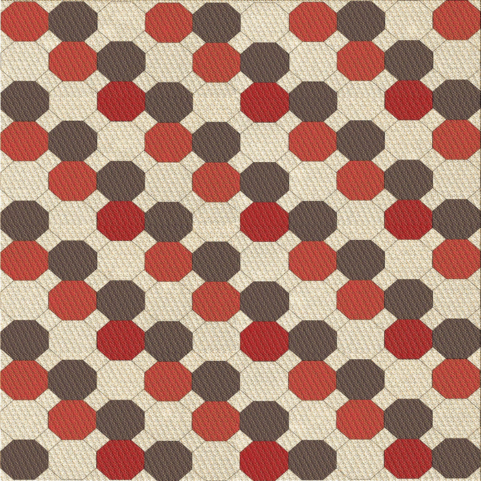 Round Patterned Fire Brick Red Rug, pat1486brn