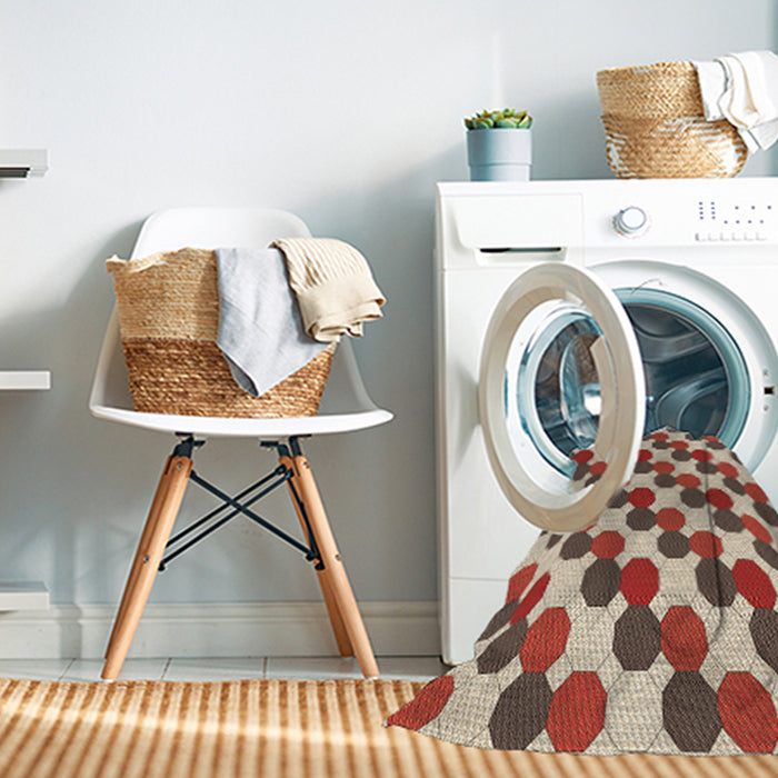 Machine Washable Transitional Fire Brick Red Rug in a Washing Machine, wshpat1486brn