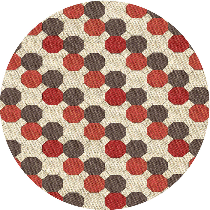 Square Patterned Fire Brick Red Rug, pat1486brn