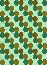 Machine Washable Transitional Light Green Rug, wshpat1486grn