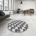 Round Patterned Platinum Silver Gray Rug in a Office, pat1486gry