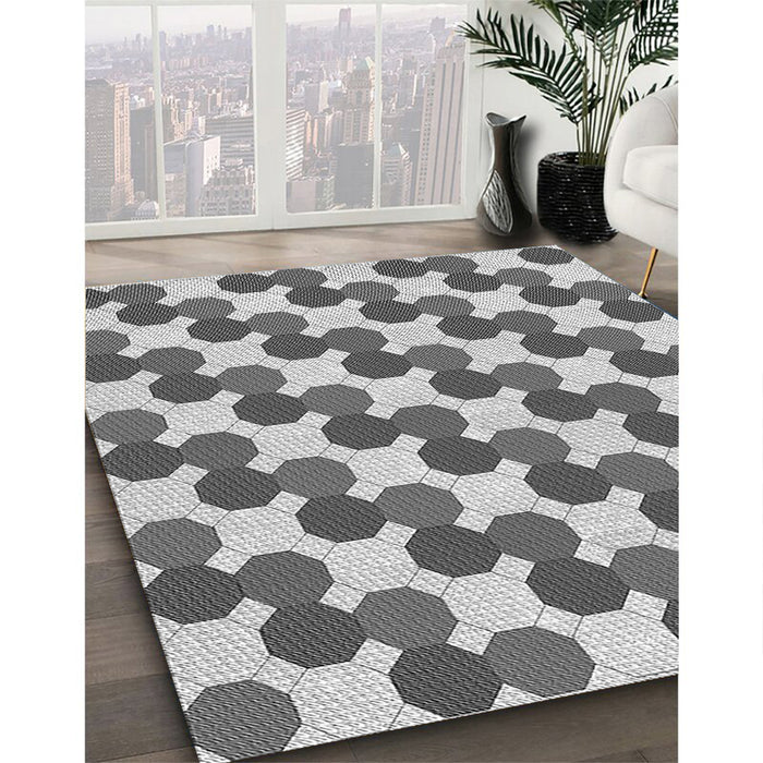 Patterned Platinum Silver Gray Rug in Family Room, pat1486gry