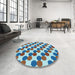 Round Patterned Ash Gray Rug in a Office, pat1486lblu