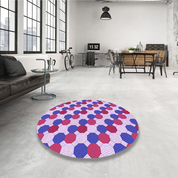 Round Patterned Dark Orchid Purple Rug in a Office, pat1486pur