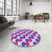 Round Patterned Dark Orchid Purple Rug in a Office, pat1486pur