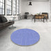 Round Patterned Denim Blue Rug in a Office, pat1487blu