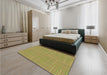 Patterned Green Rug in a Bedroom, pat1487brn