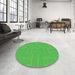 Round Patterned Neon Green Rug in a Office, pat1487grn