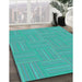 Patterned Bright Cyan Blue Rug in Family Room, pat1487lblu