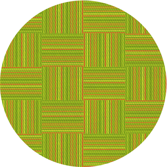 Square Patterned Dark Yellow Green Rug, pat1487yw