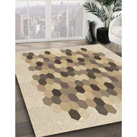 Patterned Dark Gold Brown Rug, pat1488brn