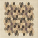 Round Patterned Dark Gold Brown Rug, pat1488brn