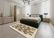 Patterned Dark Gold Brown Rug in a Bedroom, pat1488brn