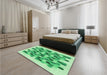 Patterned Jade Green Rug in a Bedroom, pat1488grn