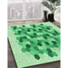 Patterned Jade Green Rug in Family Room, pat1488grn