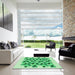 Machine Washable Transitional Jade Green Rug in a Kitchen, wshpat1488grn