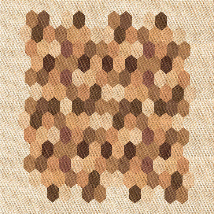 Round Patterned Brown Gold Rug, pat1488org