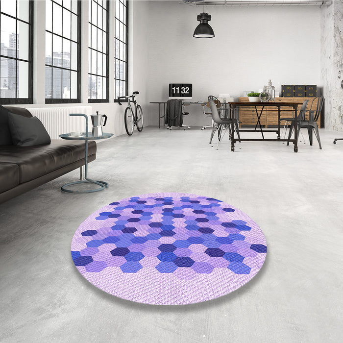 Round Patterned Mauve Purple Rug in a Office, pat1488pur