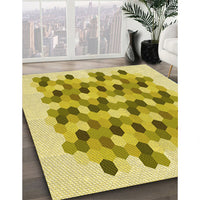 Patterned Bold Yellow Rug, pat1488yw