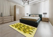 Patterned Bold Yellow Rug in a Bedroom, pat1488yw