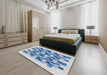 Machine Washable Transitional Steel Blue Rug in a Bedroom, wshpat1488