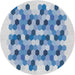 Sideview of Patterned Steel Blue Novelty Rug, pat1488