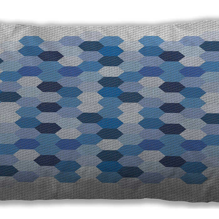 Patterned Rectangular Steel Blue Lumbar Throw Pillow, 13 inch by 19 inch, lbpat1488