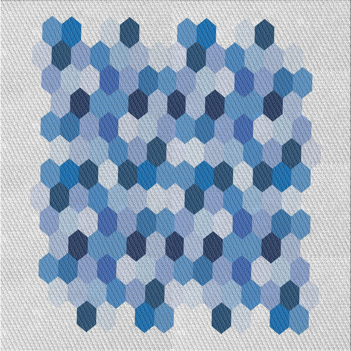 Square Patterned Steel Blue Novelty Rug, pat1488
