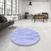 Round Patterned Sky Blue Rug in a Office, pat1489blu