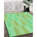 Patterned Green Rug in Family Room, pat1489grn