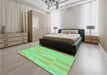 Patterned Green Rug in a Bedroom, pat1489grn