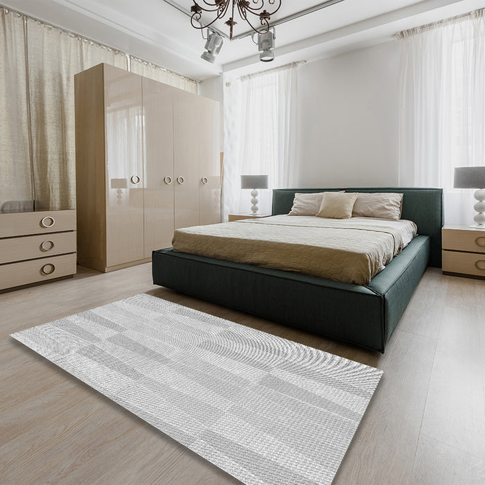 Patterned Dark Gray Rug in a Bedroom, pat1489gry