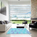 Machine Washable Transitional Blue Rug in a Kitchen, wshpat1489lblu