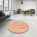 Round Patterned Orange Rug in a Office, pat1489org