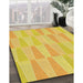 Patterned Yellow Rug in Family Room, pat1489yw