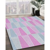 Patterned Pastel Light Blue Novelty Rug, pat1489