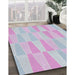 Patterned Pastel Light Blue Novelty Rug in Family Room, pat1489