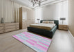 Machine Washable Transitional Pastel Light Blue Rug in a Bedroom, wshpat1489