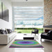 Square Patterned Purple Modern Rug in a Living Room, pat148