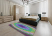 Patterned Purple Modern Rug in a Bedroom, pat148